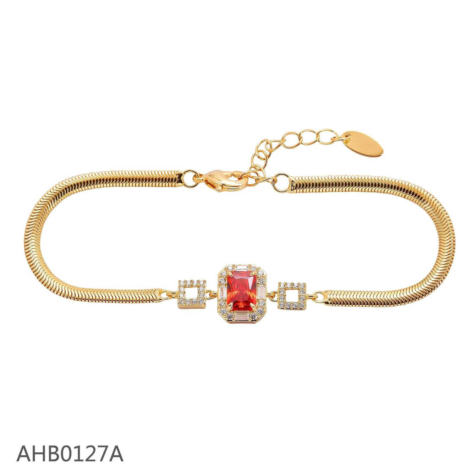 Pink square-stone bracelet