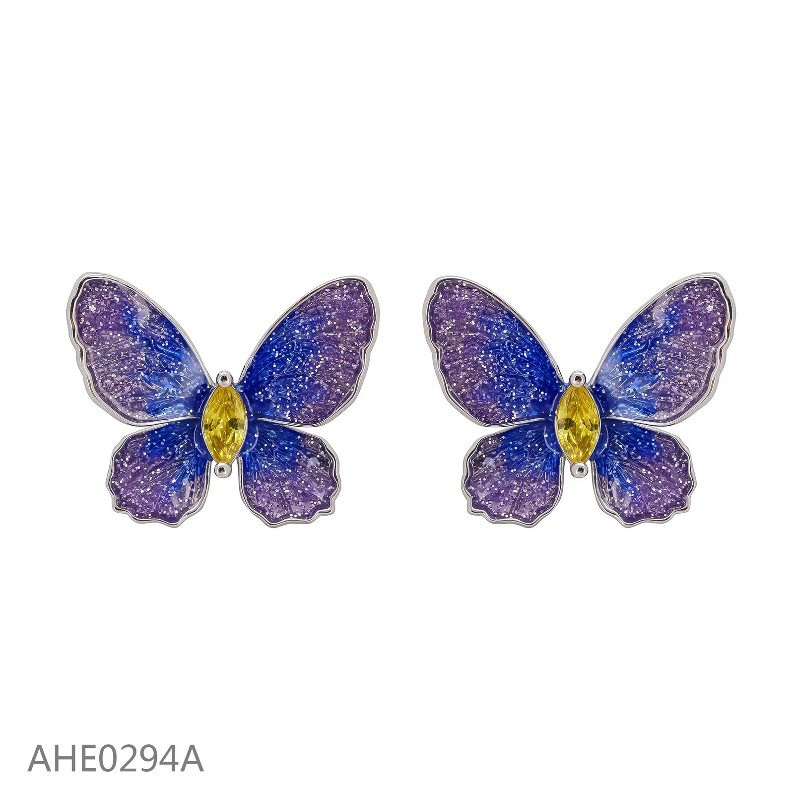 Purple butterfly enamel earrings from NOVA's Enamel Reverie public edit