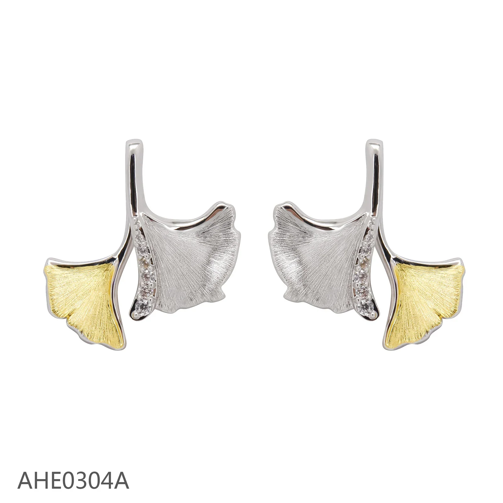 NOVA two-tone textured leaf earrings