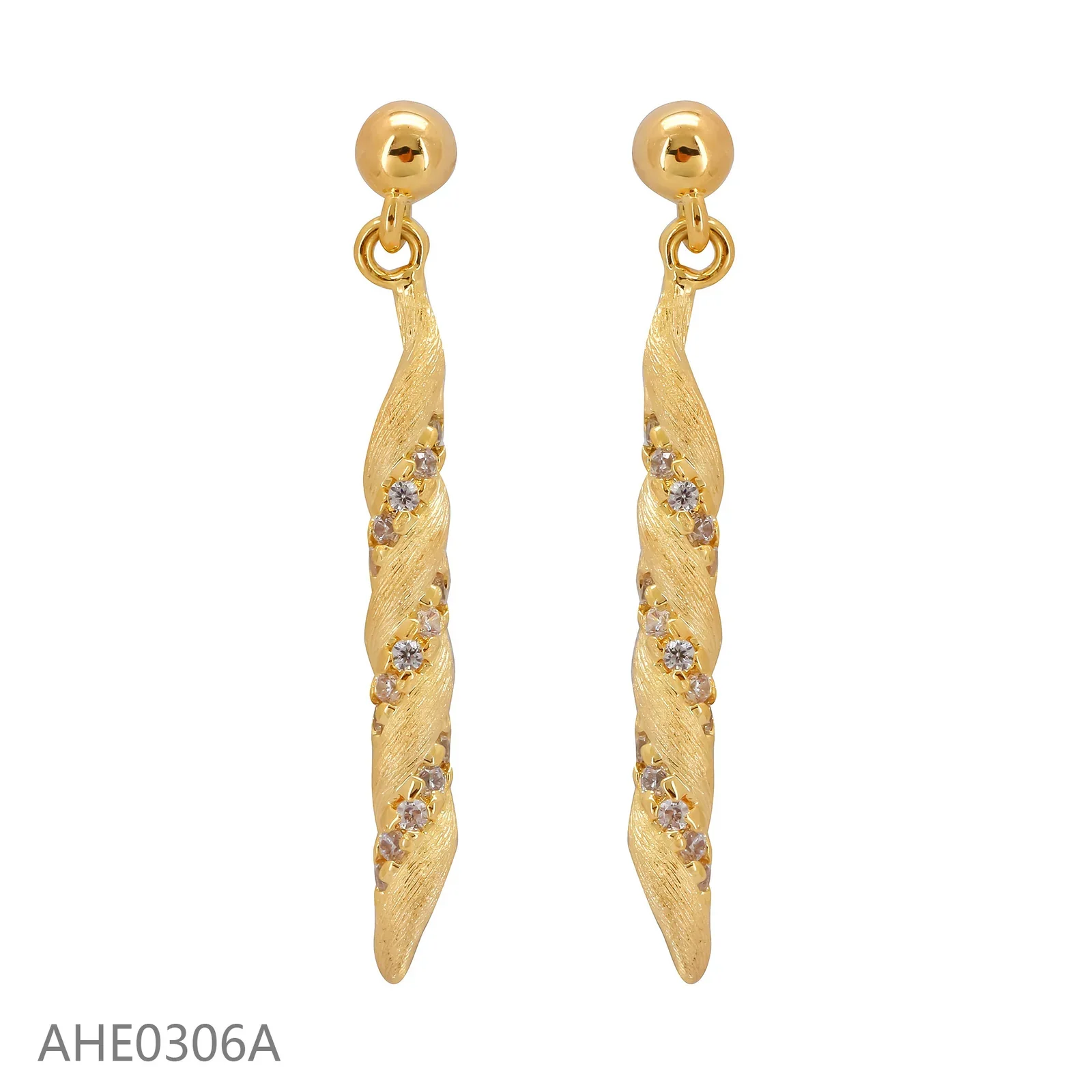 Textured gold-tone twisted drop earrings