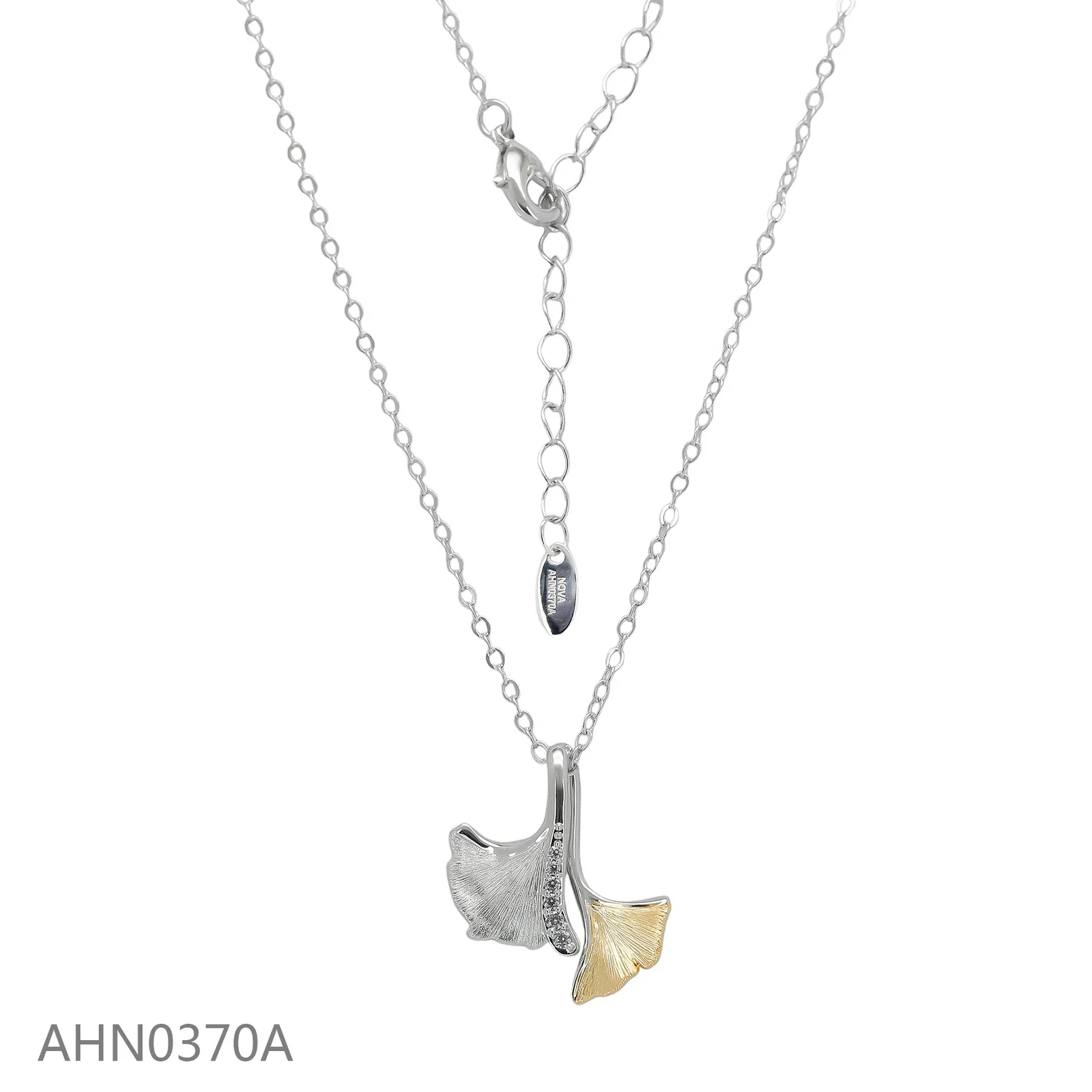 Two-tone ginkgo necklace
