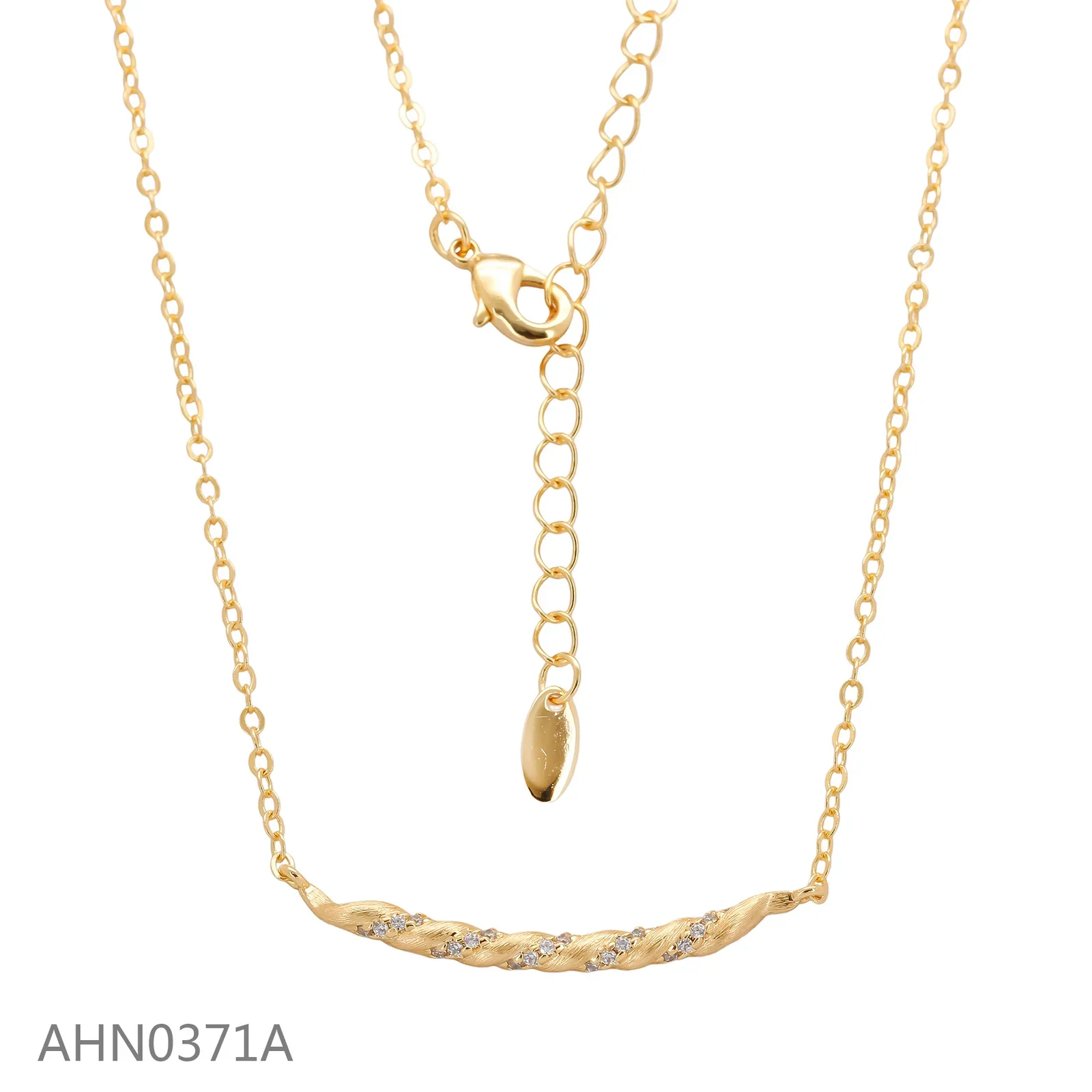 Textured gold-tone twisted bar necklace