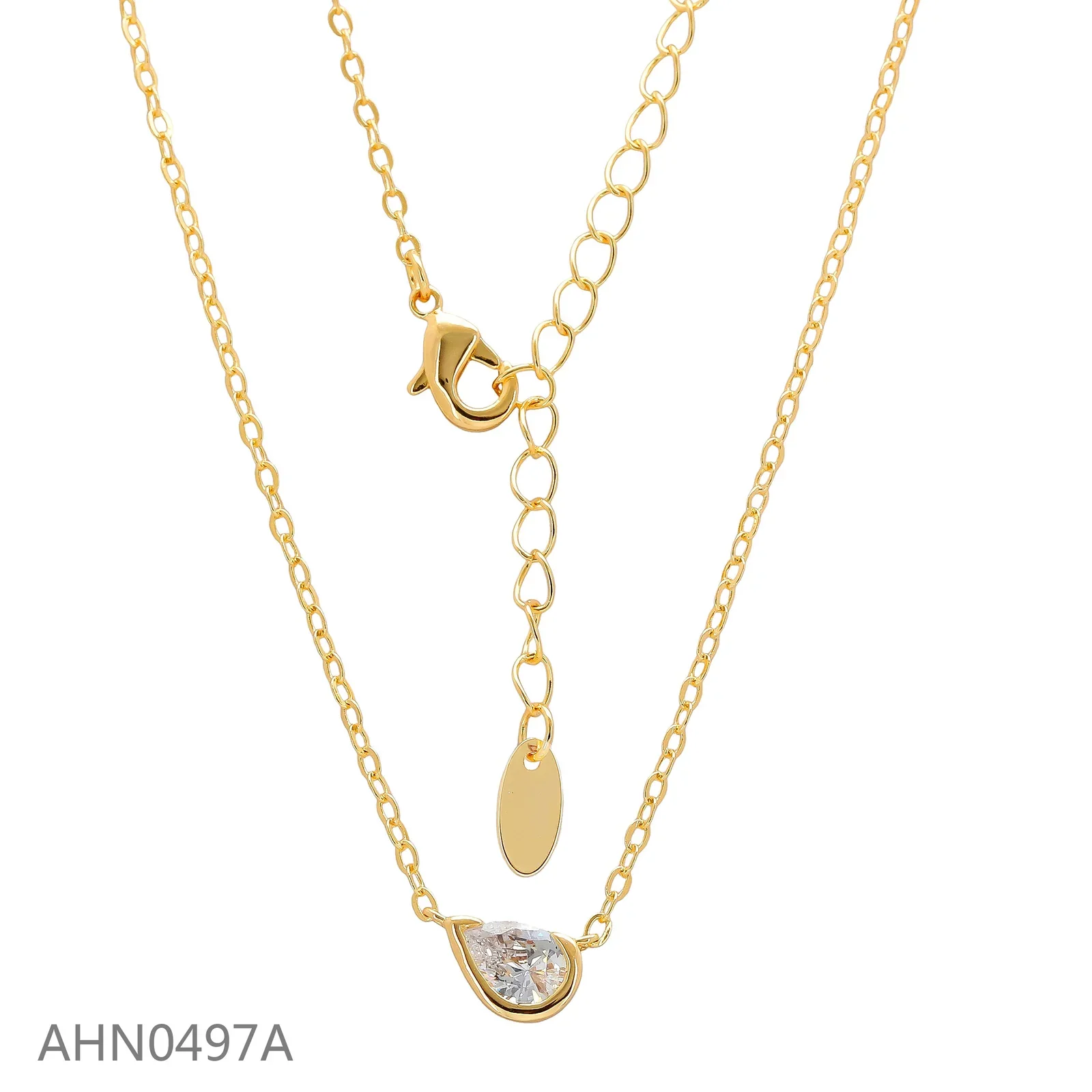 NOVA gold-tone necklace with a clear stone pendant