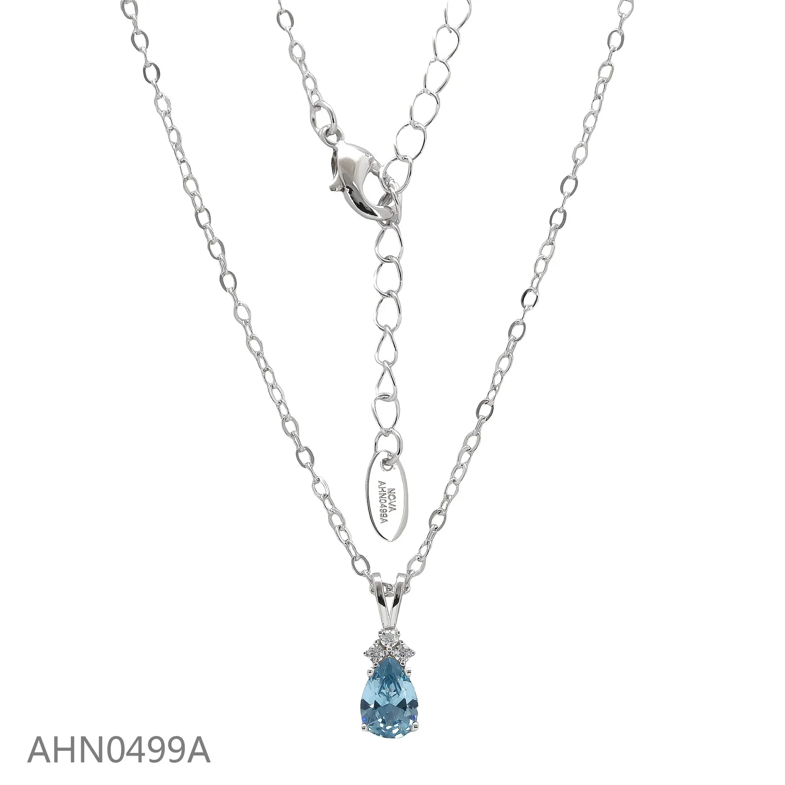 NOVA necklace with a blue pear-shaped stone pendant