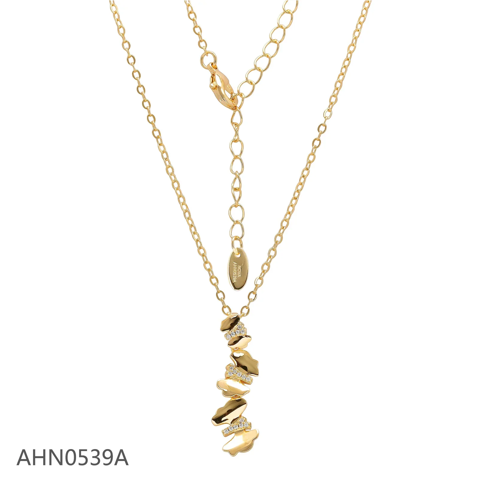 Gold-tone necklace with a twisting sculptural pendant