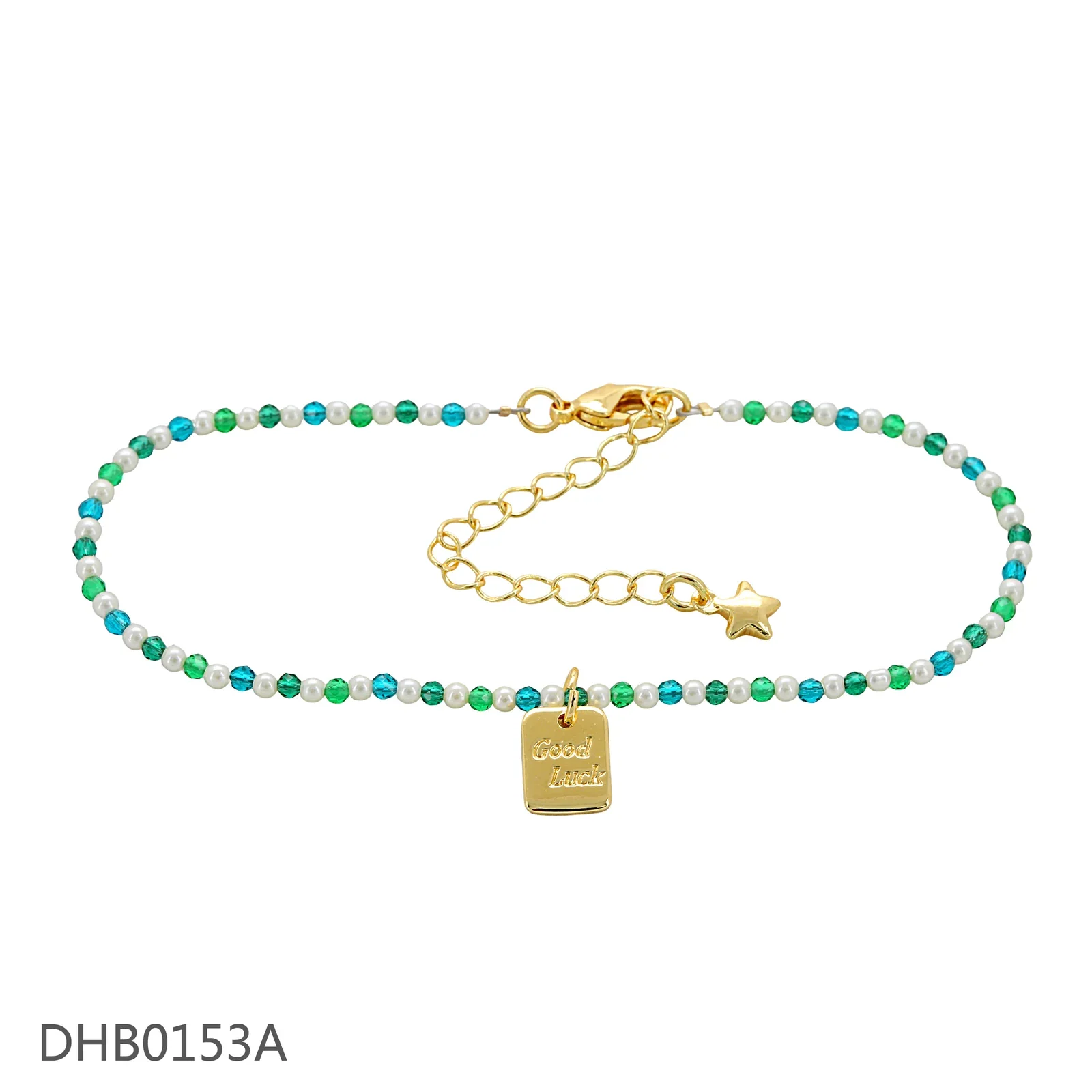 NOVA green beaded bracelet with a gold-tone detail