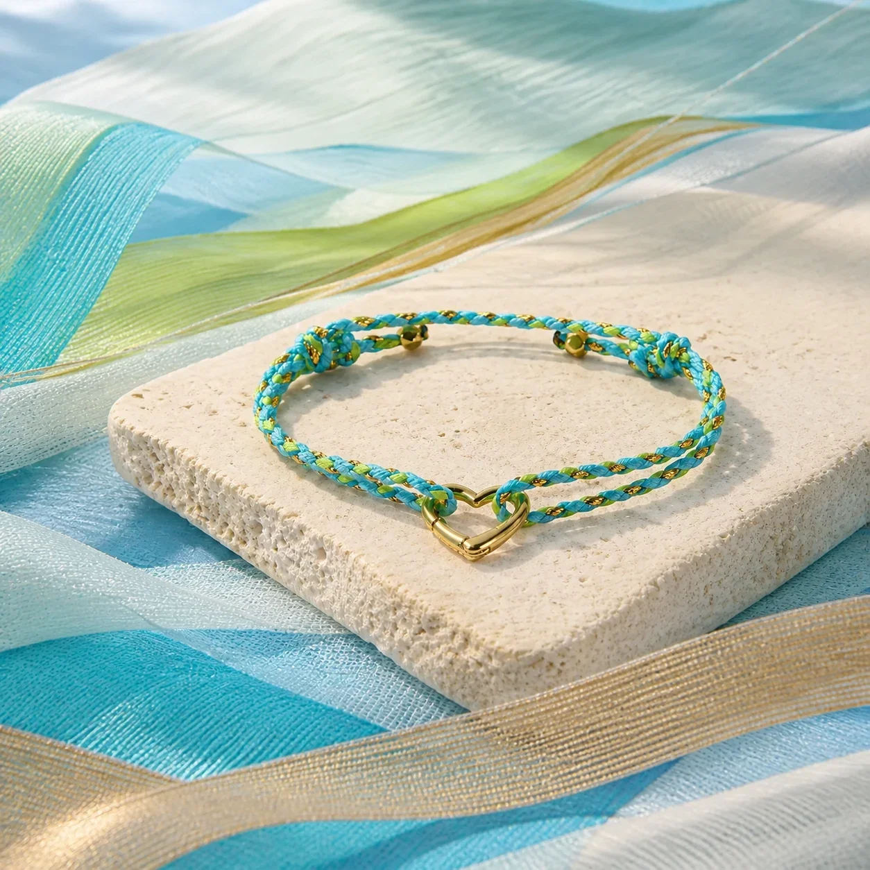 A braided NOVA bracelet presented as the Friendship Weaves editorial direction