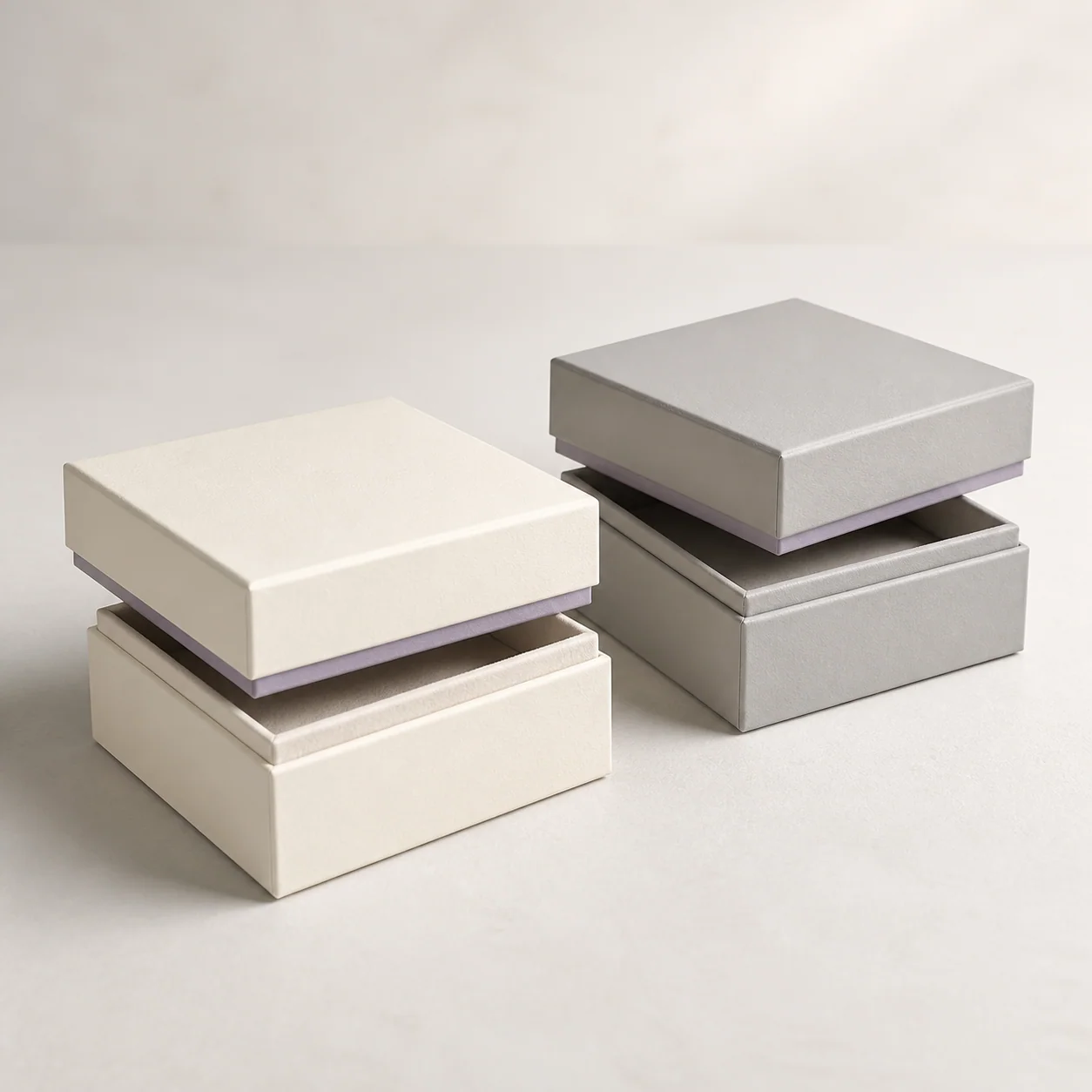 Ivory and light gray rigid jewelry gift boxes