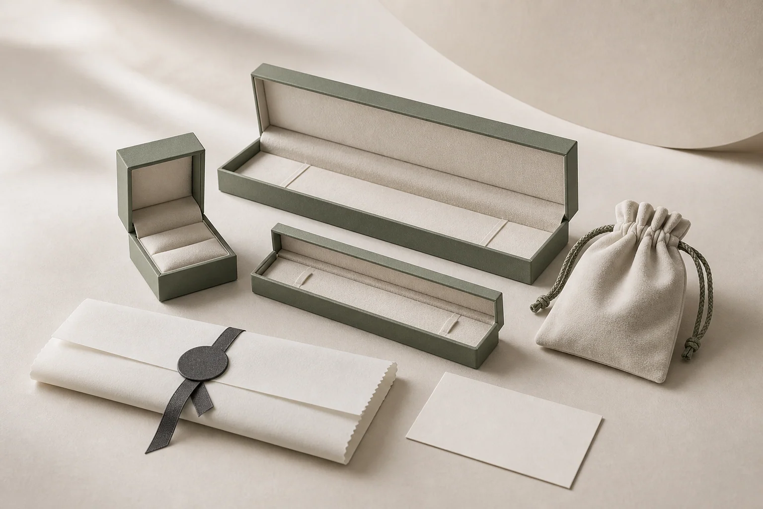 Coordinated unbranded jewelry packaging options