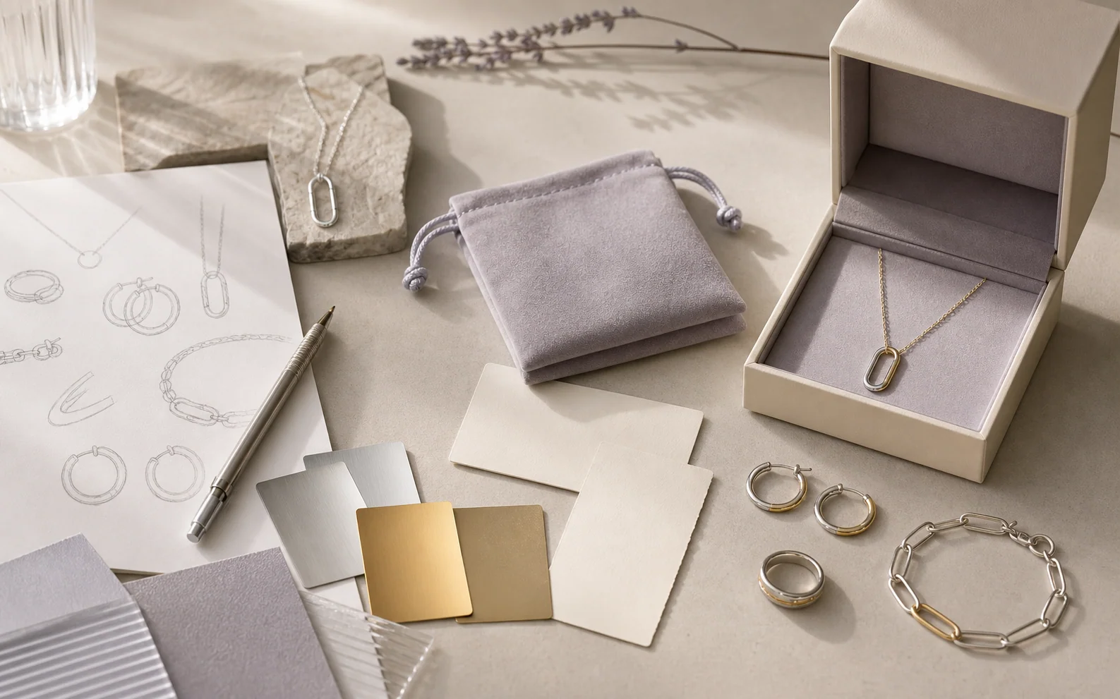 Private-label jewelry design, sample and packaging development board