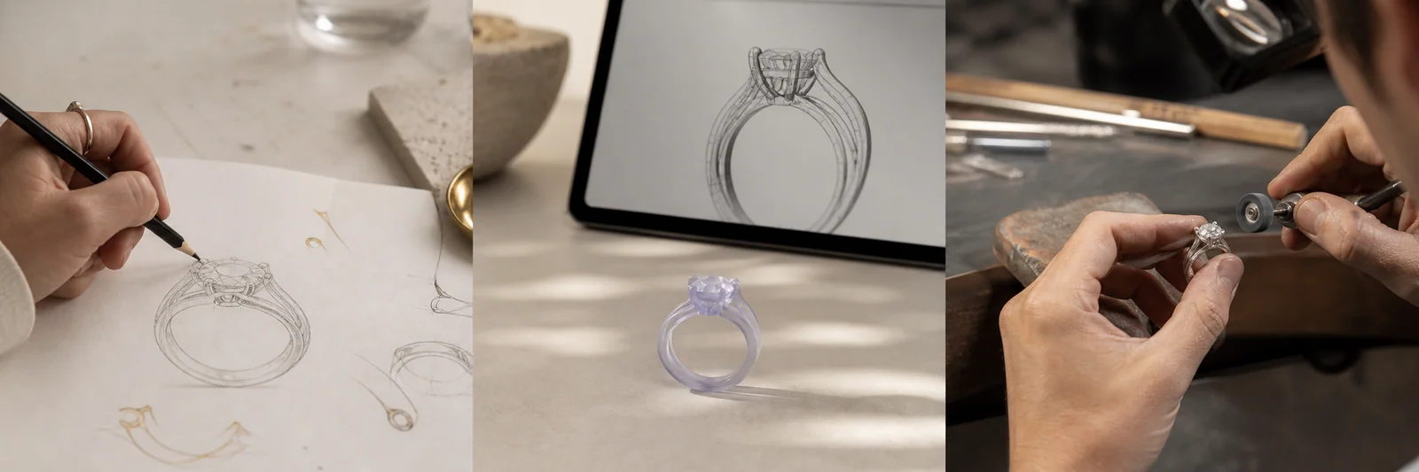 Jewelry design sketch being developed