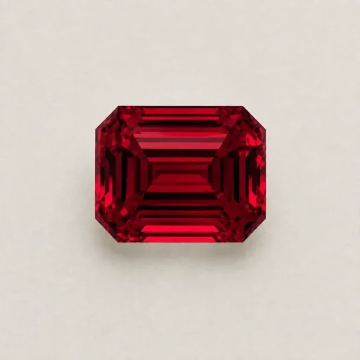 Illustrative large emerald-cut red loose stone representing a statement focal stone