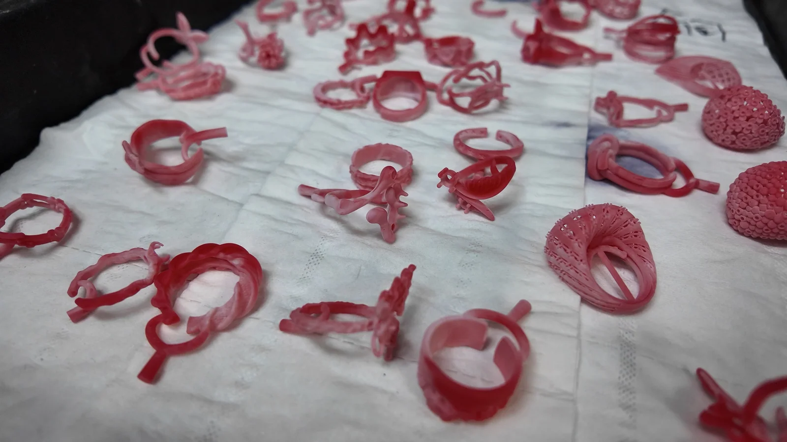 Jewelry wax prototypes prepared during sample development
